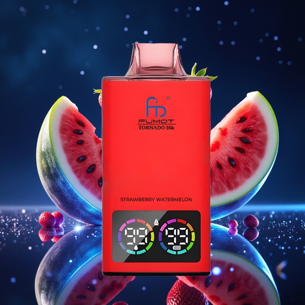 Fumot Tornado 35K Ühekordne Vape 15ml E-juice 700mAh Battery Dual Mesh Coil Strawberry-Melon