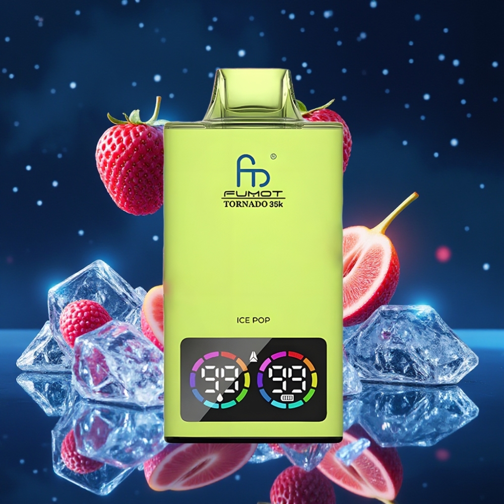 Fumot Tornado 35K Ühekordne Vape 15ml Jääpulk RGB Valgustusega, Dual Mesh Coil, 700 MAH aku, USB-C