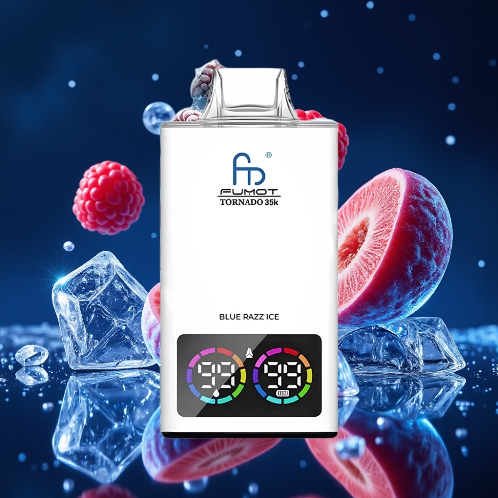 Fumot Tornado 35K Ühekordne Vape Sinine Vaarikas-Jää Dual Mesh Coil, 15ml Mahla, 700 MAH Akuga, Type-C Laadimine