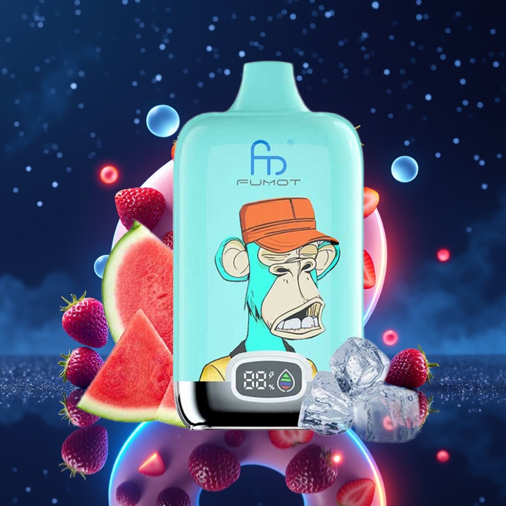 Fumot Tornado Digital Box 12000 Puffs 20ml E-Liquid 550mAh Type-C MTL Maasikakreem