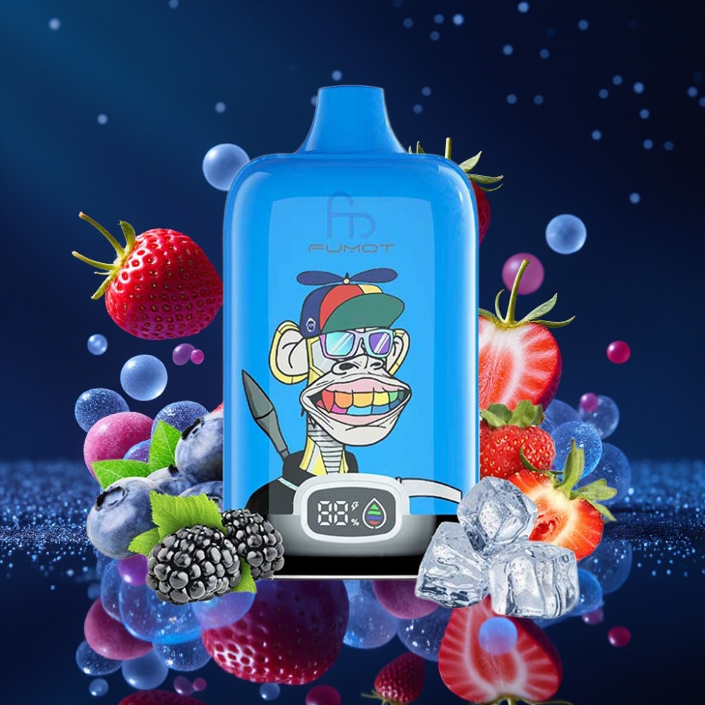 Fumot Tornado Digital Box 12000 Puffs 20ml MTL Mesh Coil Ühekordne Vape Maasikas-viinamari