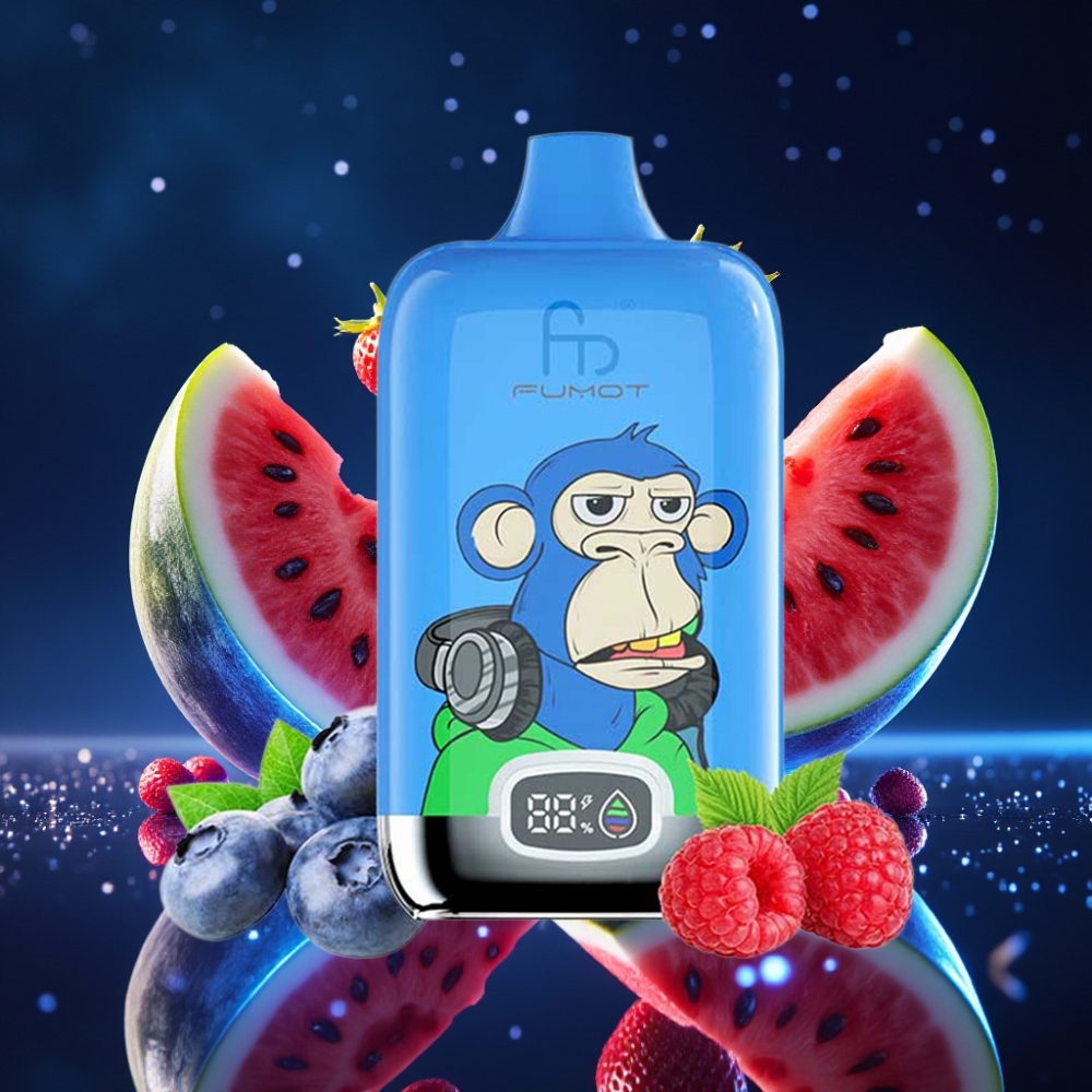 Fumot Tornado Digital Box 12000 Puffs 20ml Maasika-Arbuusi Ühekordne Vape 550mAh Type-C Laadimisega