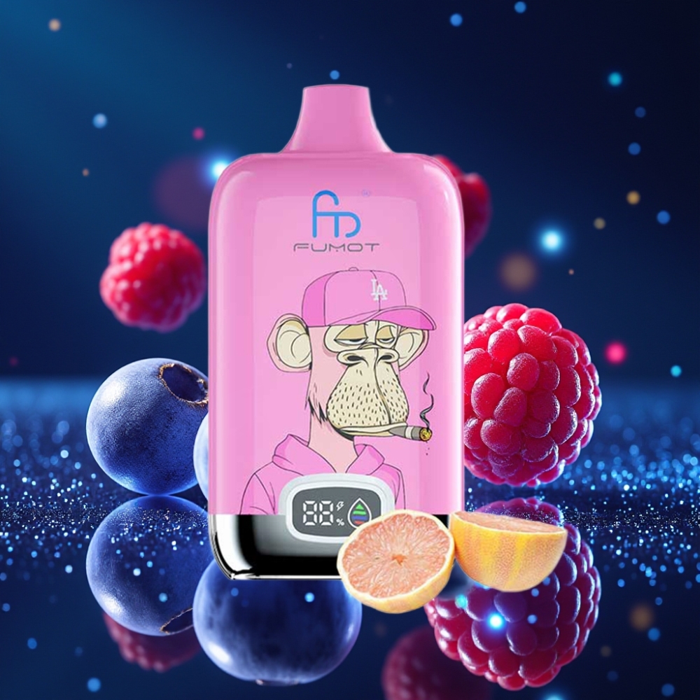 Fumot Tornado Digital Box 12000 Puffs 20ml Mustika-Vaarikas Ühekordne Vape 550mAh Type-C Laadimine MTL Tõmbamine