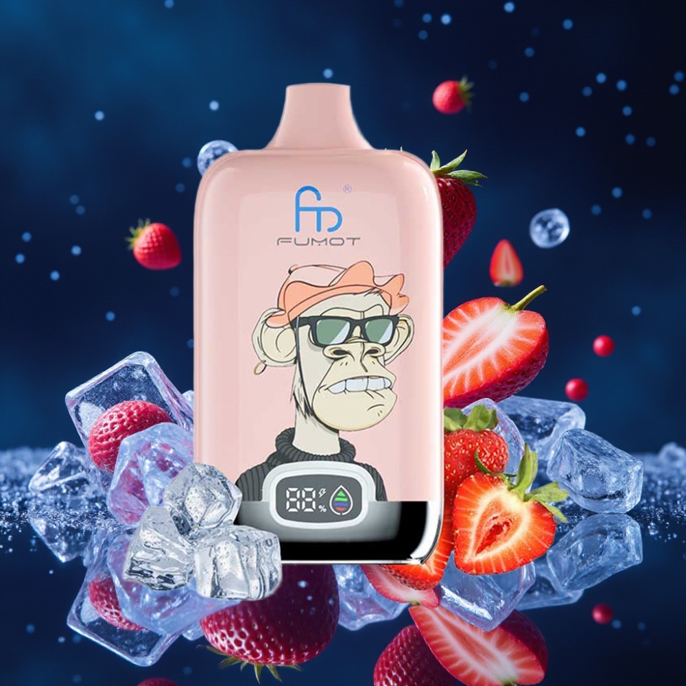 Fumot Tornado Digital Box 12000 Puffs Ühekordne Vape Maasikajää 20ml Mesh Coil 550mAh Type-C Laadimine