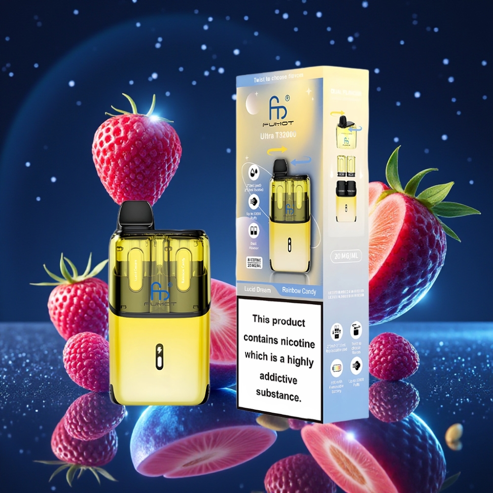 Fumot Ultra T32000 Ühekordne Vape – 32000 Puffi, 800mAh Akuga, 24ml Vedelikuga, Type-C Laadimisega, Unenäo Maailm - Vikerkaare Kommid