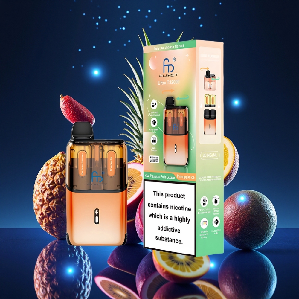 Fumot Ultra T32000 Ühekordne Vape 32000 Puffid 24ml Kivi-Passionimahl-Guava - Ananasisjää Mesh Coil 800mAh Type-C