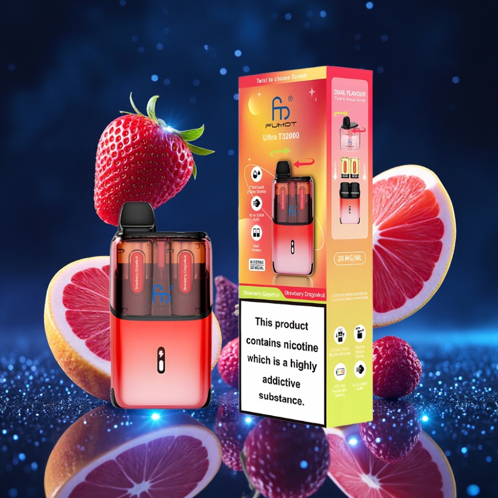 Fumot Ultra T32000 Ühekordne Vape 32000 Puffid 24ml Maitsed: Maasikas Greip & Maasikas Draakonivili 800mAh Type-C Laadimine Advanced Mesh Coil