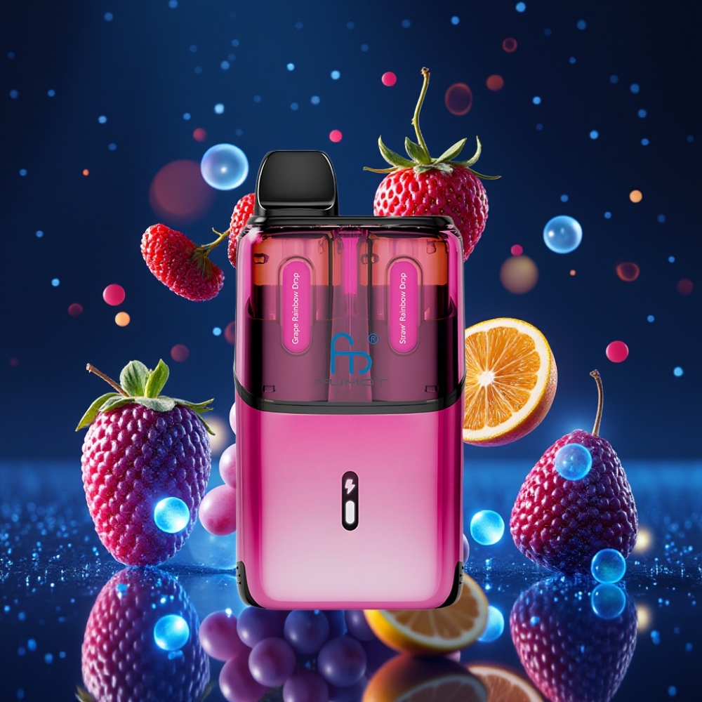 Fumot Ultra T32000 Ühekordne Vape 32000 Puffid, 800mAh, 24ml Vedelik – Greip Vikerkaare Tilgad - Maasika Vikerkaare Tilgad