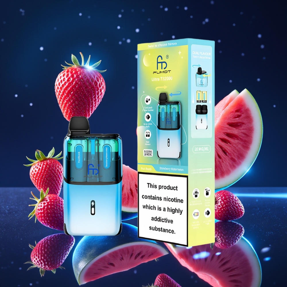 Fumot Ultra T32000 Ühekordne Vape 32000 Puffid - Maasikas-Arbuus (Strawberry Watermelon) 24ml 800mAh Type-C Mesh Coil