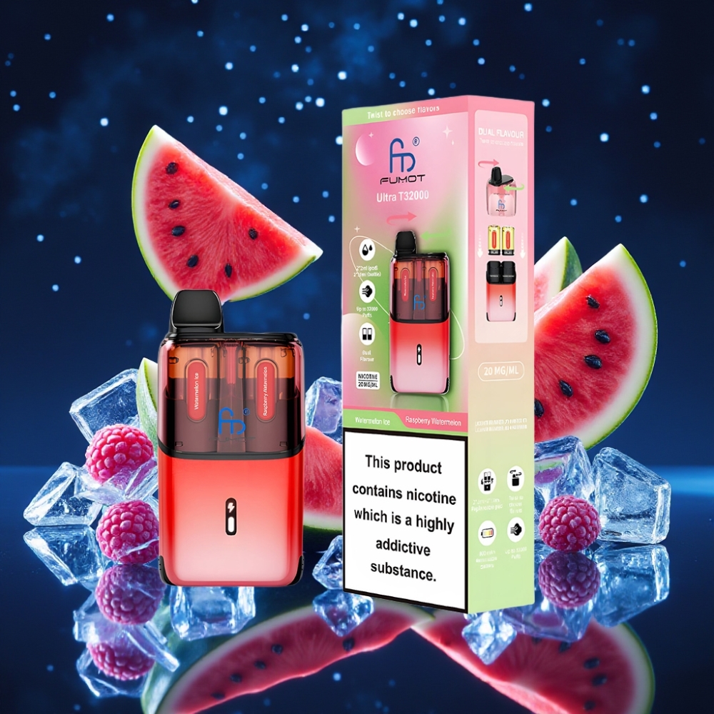 Fumot Ultra T32000 Ühekordne Vape 32000 Puffs 800mAh 24ml Vesimelon-Jää & Vaarika-Vesimelon