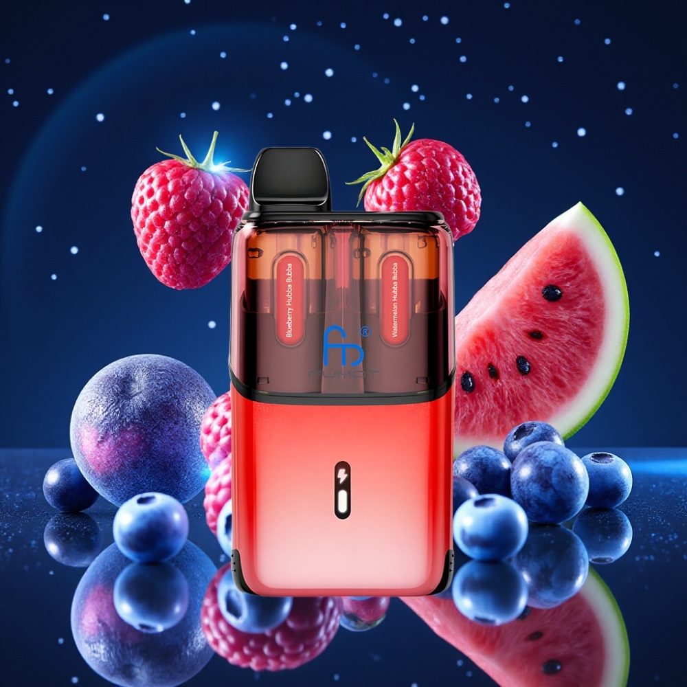 Fumot Ultra T32000 Ühekordne Vape Sinine Mustikas Hubba Bubba - Arbuusi Hubba Bubba, 32000 tossu, 800mAh aku, 24ml e-vedelik, Type-C kiirlaadimine, 20mg nikotiini, Advanced Mesh Coil