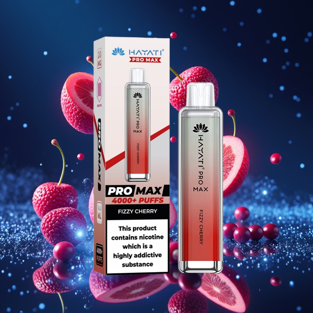 Hayati Pro Max 4000 Puffs Disposabelne Auruveski Fizz Kirsiga, 2%/5% Nikotiinitugevus, 1400mAh Akuga, 2ml Paak 10ml Automaatse Tankimisega