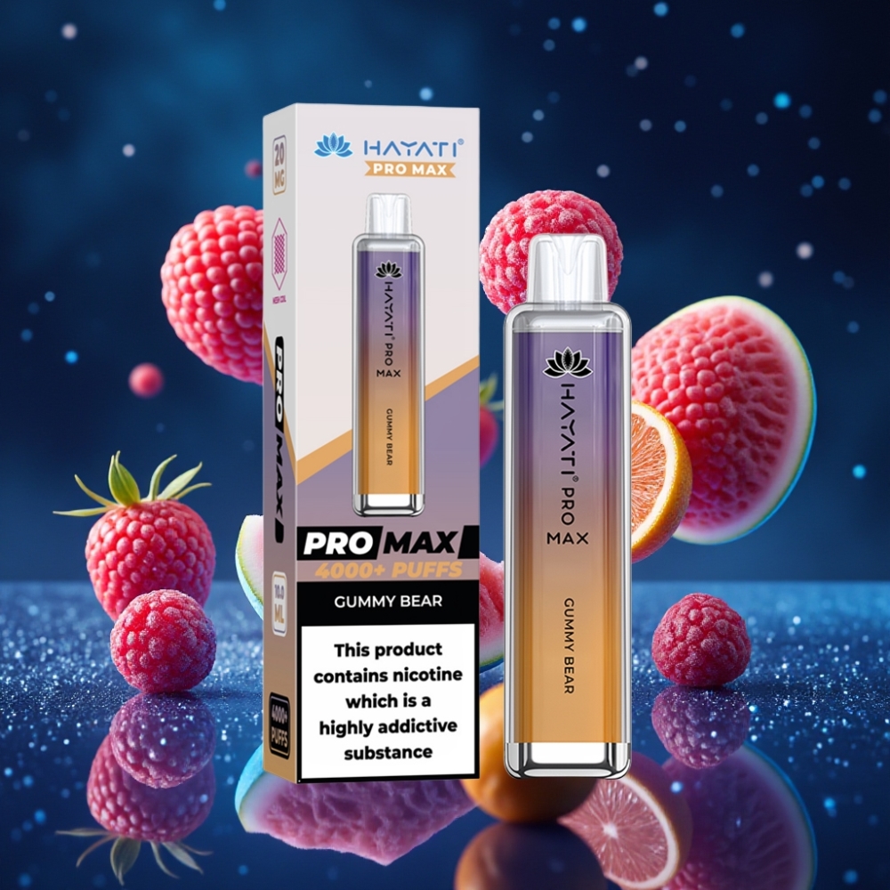 Hayati Pro Max 4000 Puffs Ühekordne Vape Gummikaru (1400mAh, 2ml/10ml, TPD-kooskõlaline)