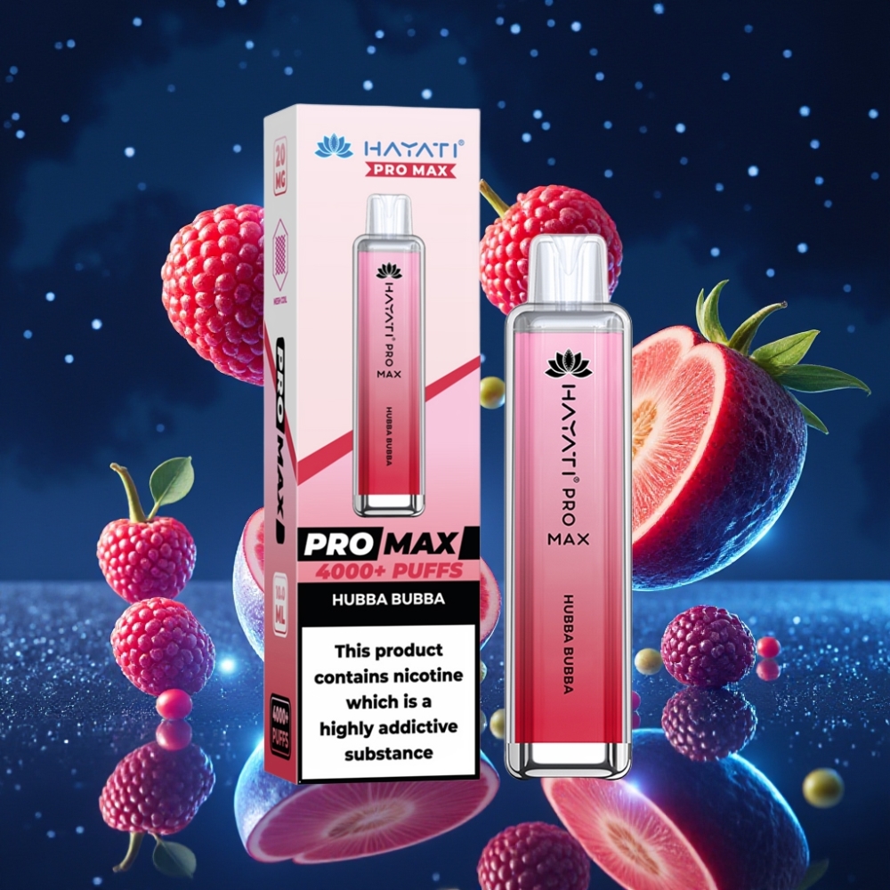 Hayati Pro Max 4000 Puffs Ühekordne Vape Hubba Bubba – 2% või 5% Nikotiinitugevus, 1400mAh Akuga, Kristallvälimusega