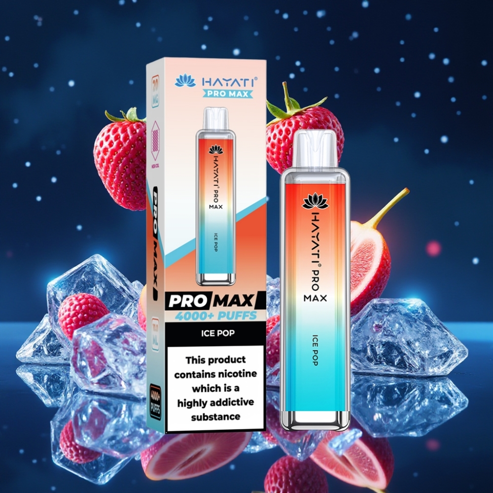 Hayati Pro Max 4000 Puffs Ühekordne Vape Jääpurikas (2%, 5% Nikotiinitugevus, 1400mAh aku, Laaditav)