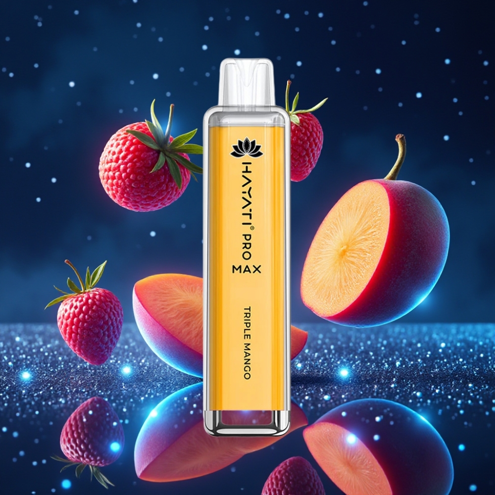 Hayati Pro Max 4000 Puffs Ühekordne Vape Kolmekordne Mango, 1400mAh aku, juhtmevaba käivitamine, 2%/5% nikotiinitugevus