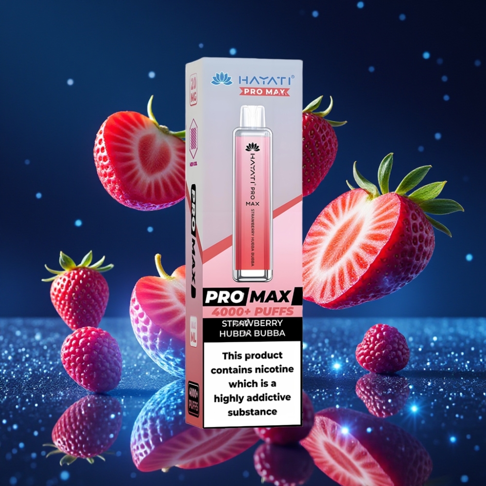 Hayati Pro Max 4000 Puffs Ühekordne Vape Maasika Hubba Bubba 2%/5% Nikotiini, 1400mAh aku, Laaditav