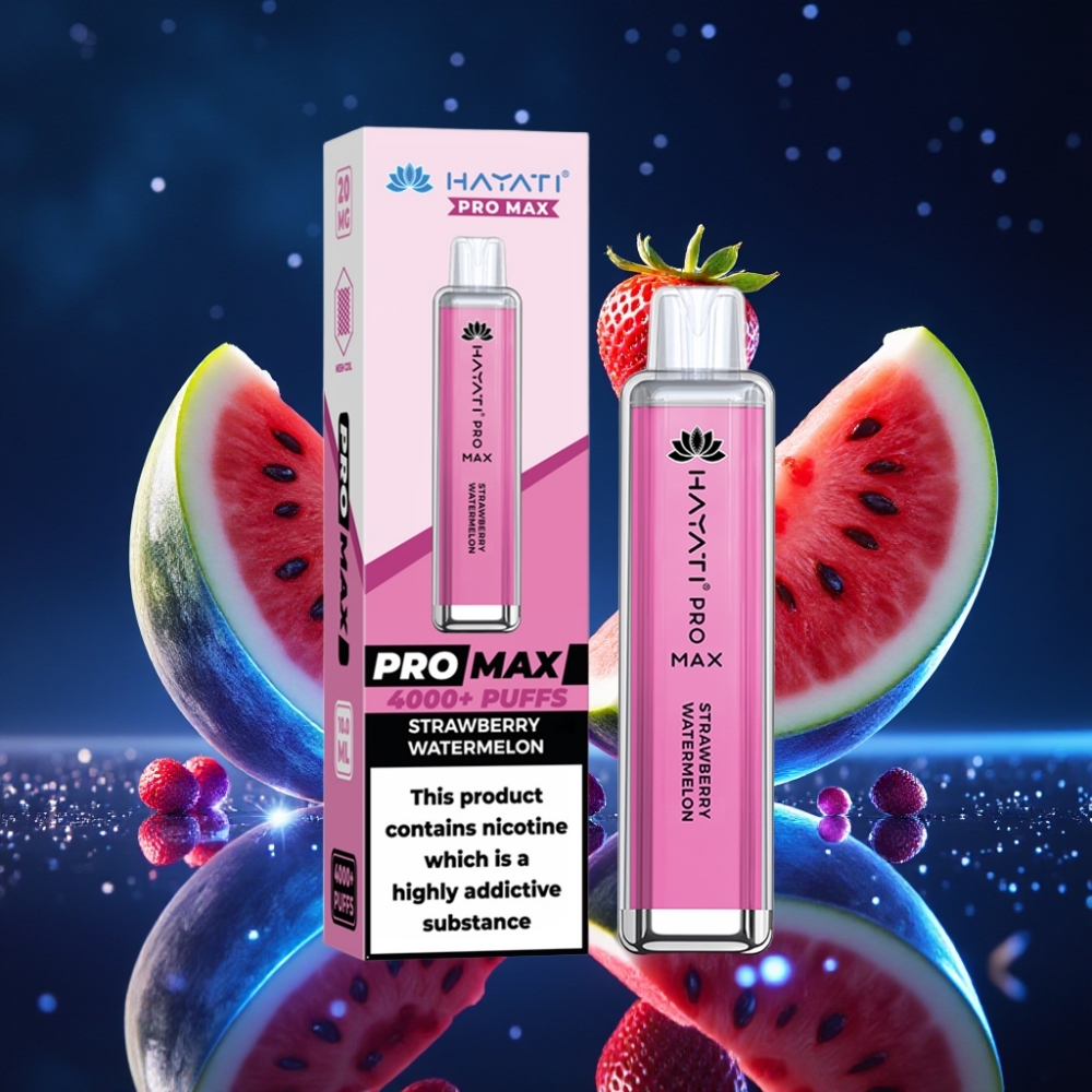 Hayati Pro Max 4000 Puffs Ühekordne Vape Maasikas-Arbuus, 1400mAh aku, 2%/5% nikotiinitugevus, Dual 1.1 Ohm Mesh Coil
