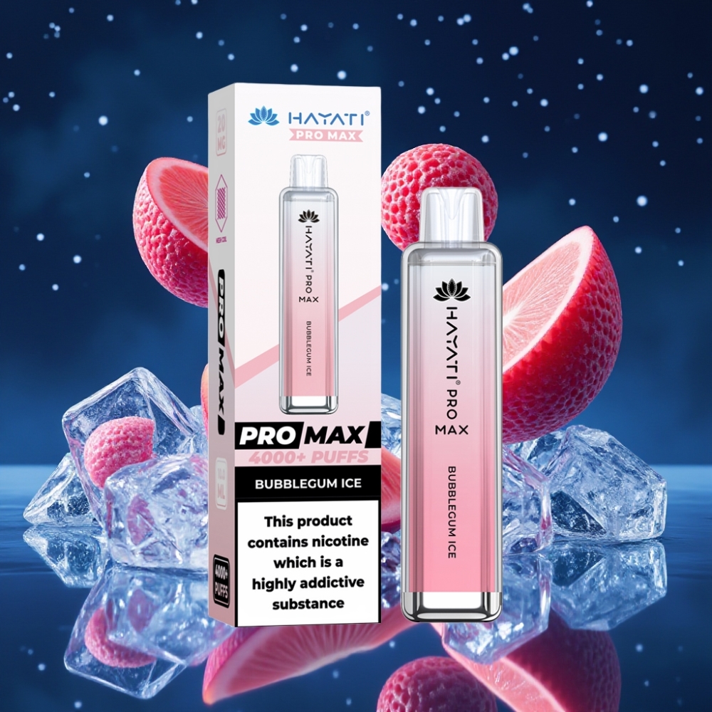 Hayati Pro Max 4000 Puffs Ühekordne Vape Mahlajää Bubblegum – 1400mAh aku, 2% või 5% nikotiini, Dual 1.1 Ohm Mesh Coil