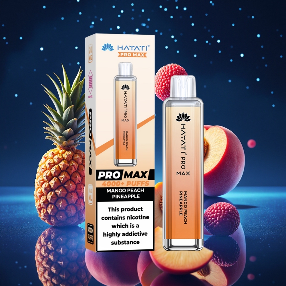 Hayati Pro Max 4000 Puffs Ühekordne Vape Mango-Pirn-Ananass (1400mAh, 1.1 Ohm Dual Mesh, LED-valgus)