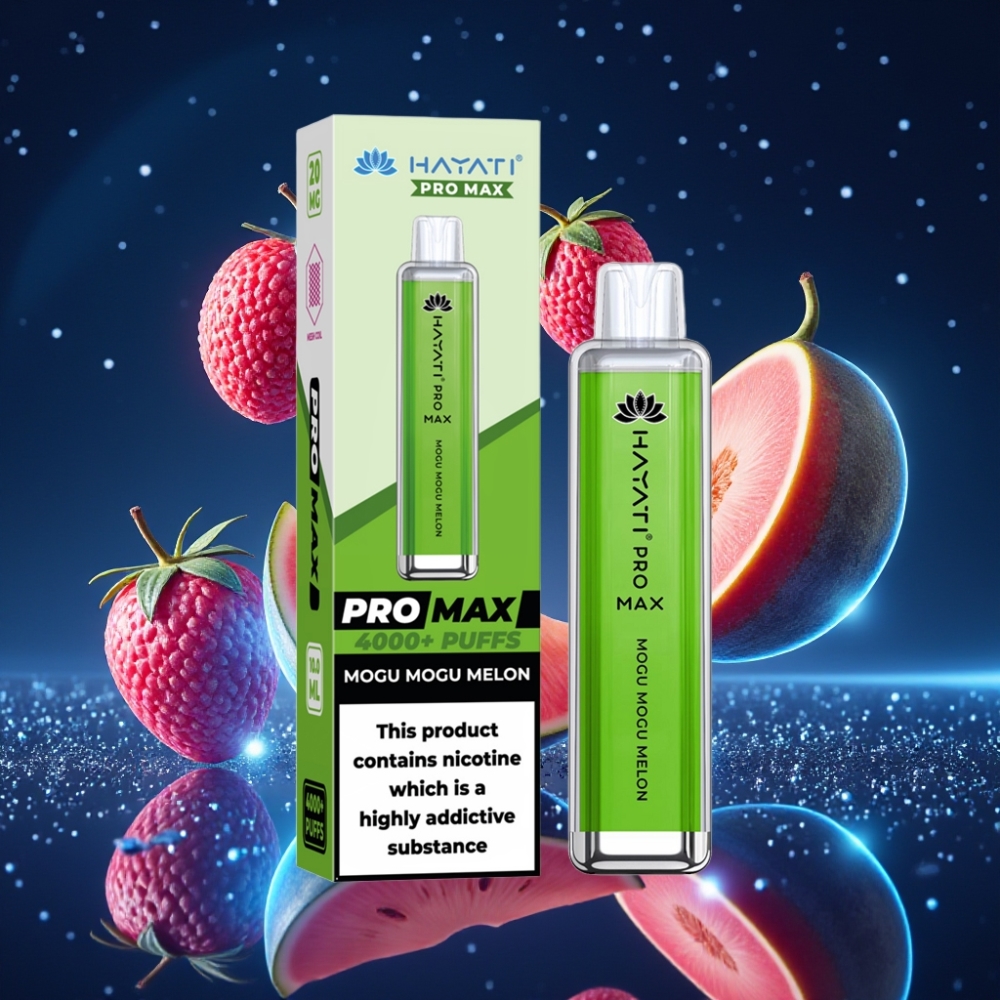 Hayati Pro Max 4000 Puffs Ühekordne Vape Mogu Mogu Melon, 1400mAh aku, 2%/5% nikotiini, Dual 1.1 Ohm Mesh Coil