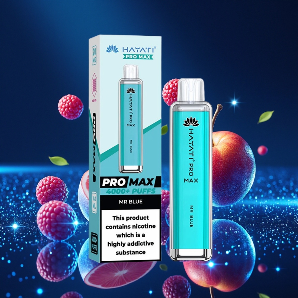 Hayati Pro Max 4000 Puffs Ühekordne Vape Mr Sinine (28×28×120mm, 1400mAh aku, 2ml paak)