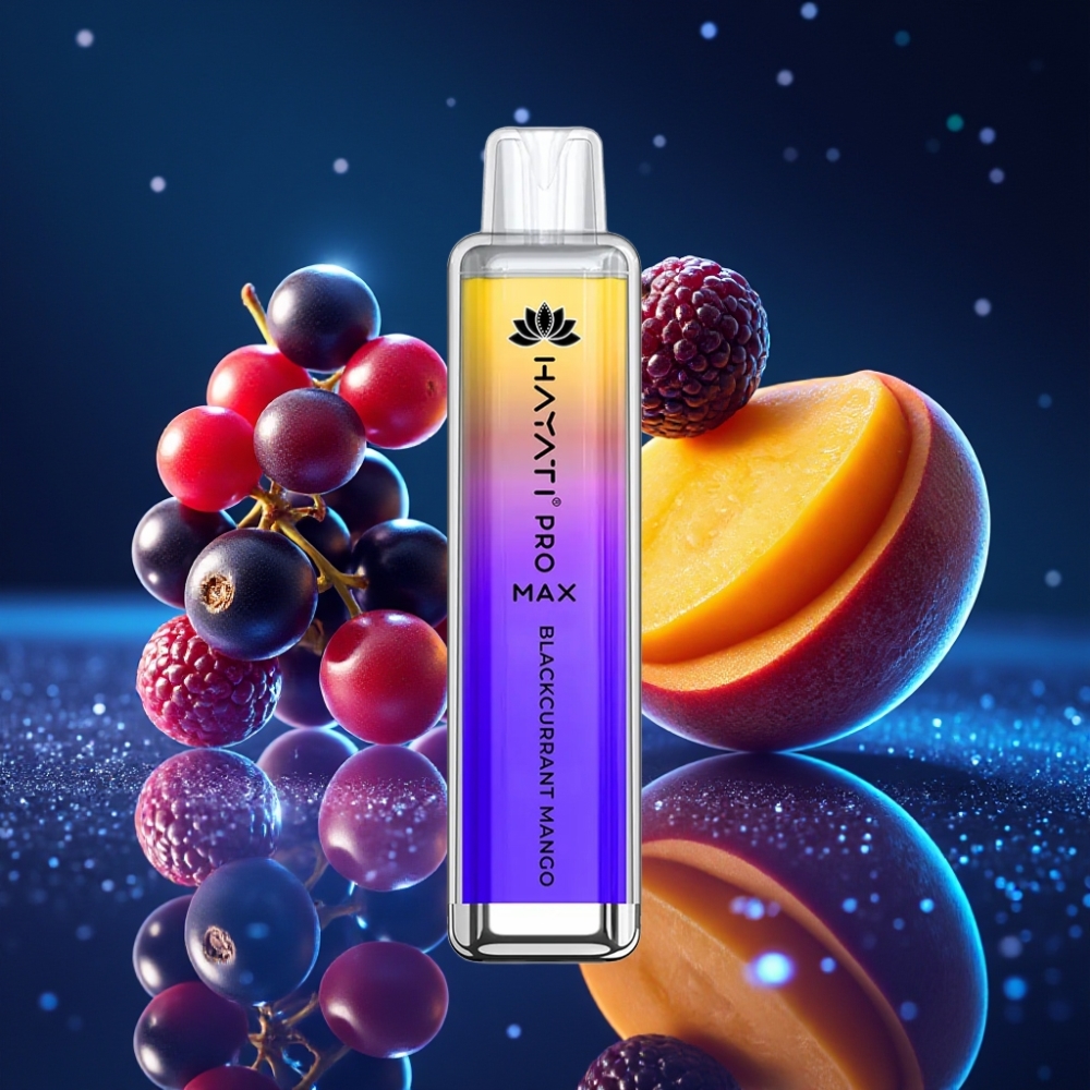 Hayati Pro Max 4000 Puffs Ühekordne Vape Mustmari-Mango 28×28×120mm 2%/5% Nikotiinitugevus 1400mAh aku