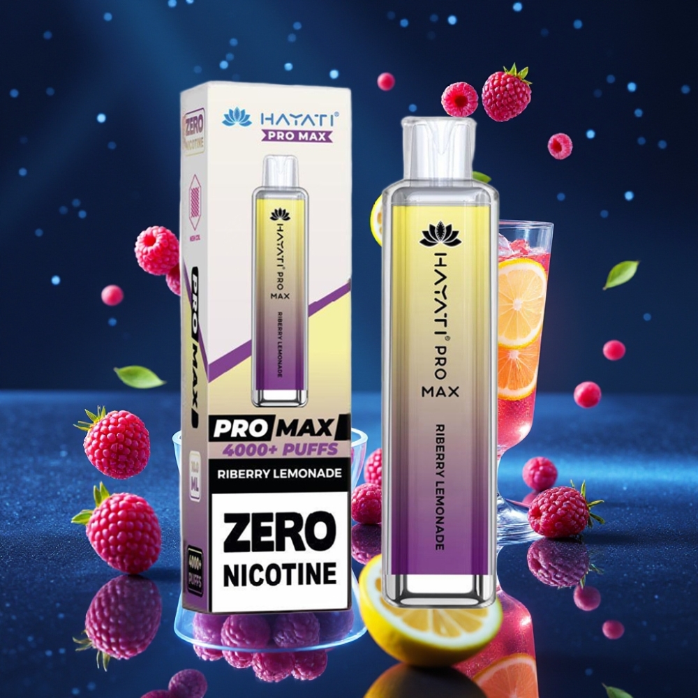 Hayati Pro Max 4000 Puffs Ühekordne Vape Riiberi-Limonäädiga / 1400mAh aku, 2ml paak, 10ml automaatne täide, 2% või 5% nikotiini, topelt 1.1 Ohm võrkpool