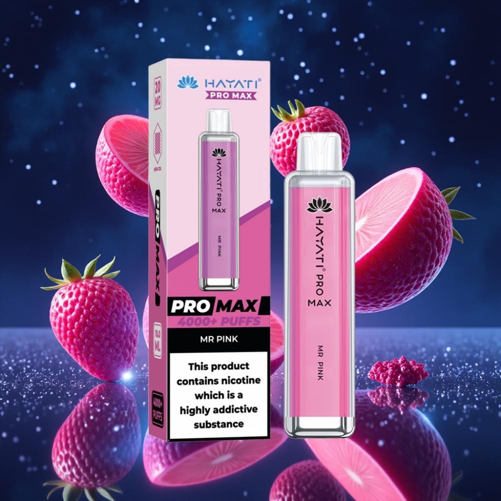 Hayati Pro Max 4000 Puffs Ühekordne Vape Roosa Kristall (1400mAh, 2ml/10ml, Dual 1.1 Ohm Mesh Coil)