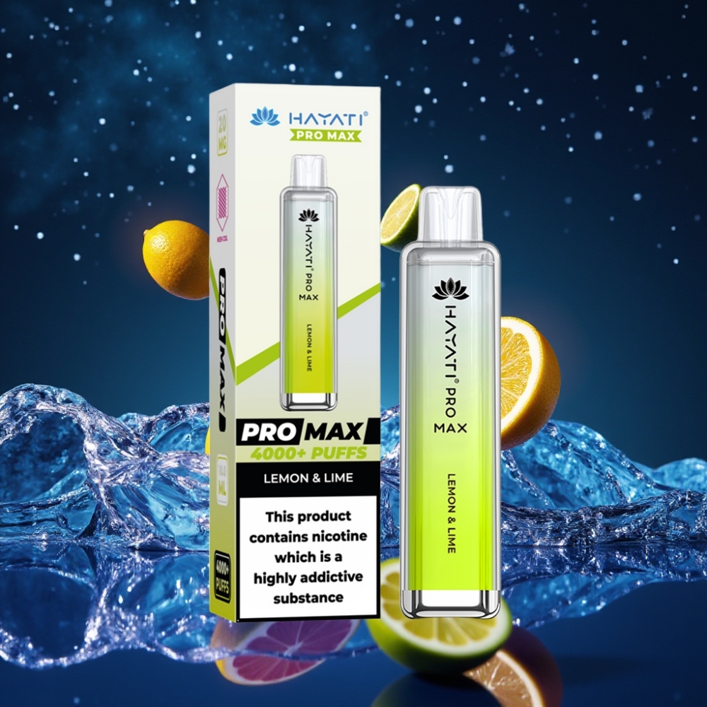 Hayati Pro Max 4000 Puffs Ühekordne Vape Sidrun & Lai või Hayati Pro Max 4000 Puffs Ühekordne Vape 28×28×120mm, 2% või 5% Nikotiinitugevus, 1400mAh aku, Dual 1.1 Ohm Mesh Coil