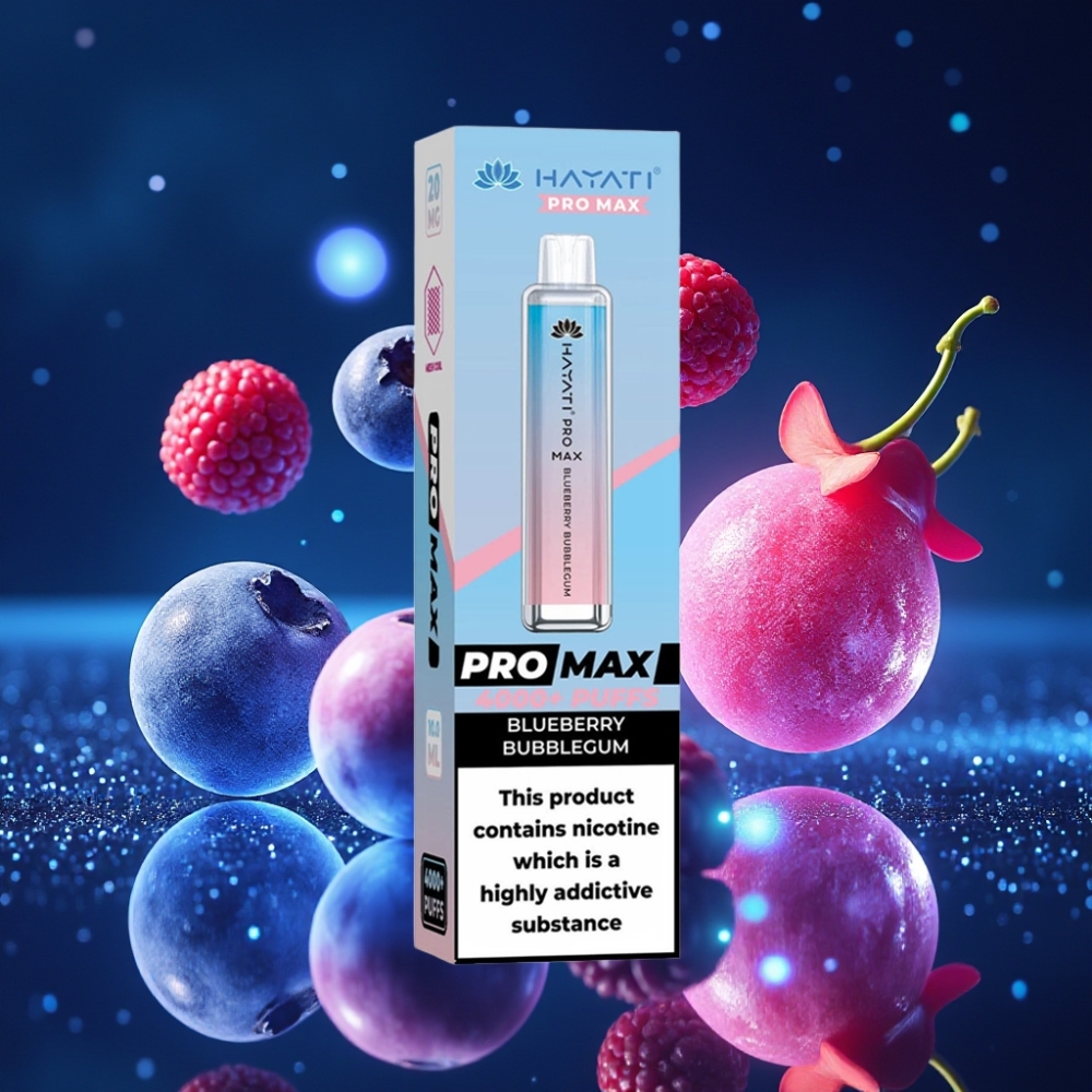Hayati Pro Max 4000 Puffs Ühekordne Vape Sinimahla Mullikomm, 1400mAh aku, 2%/5% nikotiin, Dual 1.1 Ohm Mesh Coil