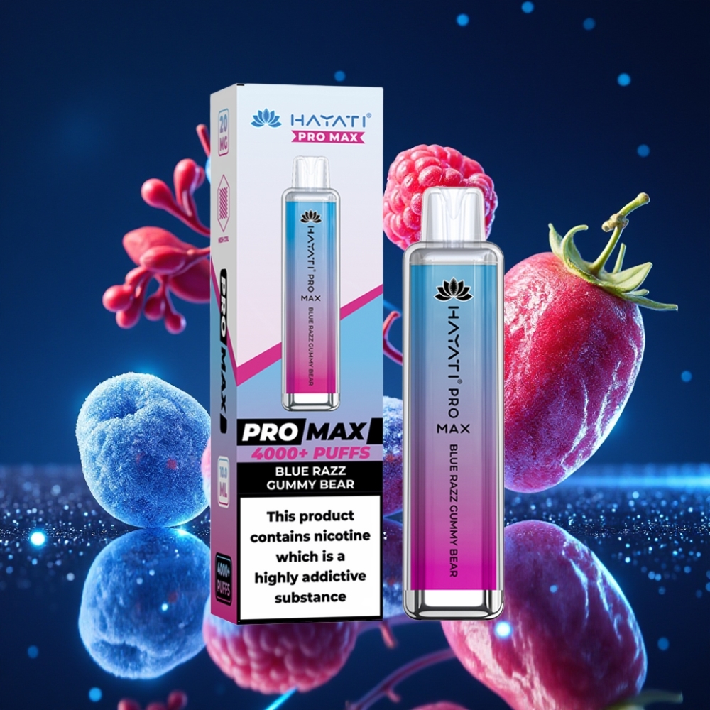 Hayati Pro Max 4000 Puffs Ühekordne Vape Sinine Malakam karu 1400mAh aku, 2%/5% Nikotiinitugevus, 2ml paak 10ml automaatse täitega