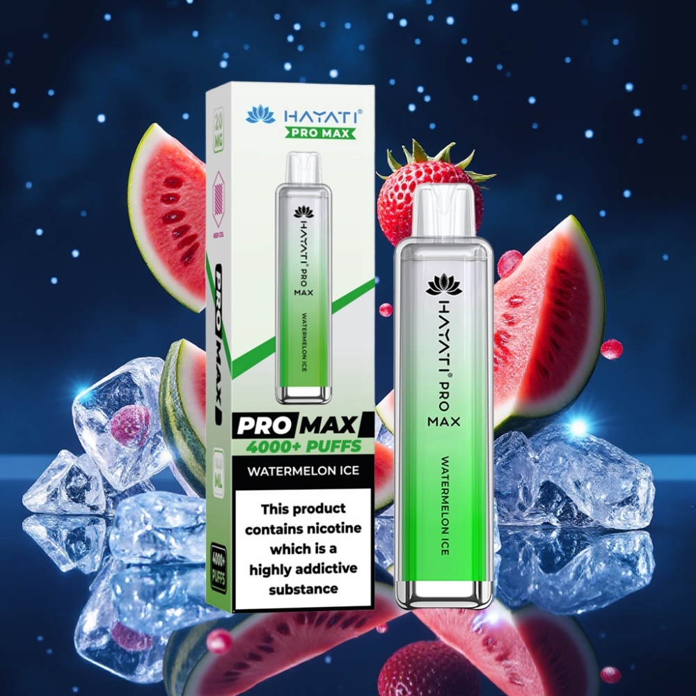 Hayati Pro Max 4000 Puffs Ühekordne Vape Watermelon Ice 2% Nikotiinitugevusega, 1400mAh aku, Dual 1.1 Ohm Mesh Coil