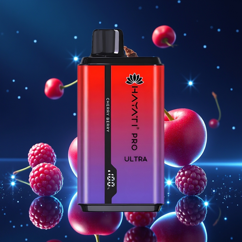 Hayati Pro Ultra 15000 Lööki Ühekordne Vape Kirsi-Marja, 850mAh aku, 2×12ml e-vedelik, 2% nikotiini, 49 maitset