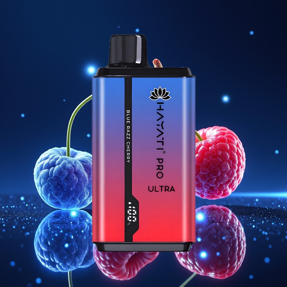 Hayati Pro Ultra 15000 Lööki Ühekordne Vape Sinine Vaarik-Kirsipuu 2×12ml Mahutavusega 2% Nikotiini