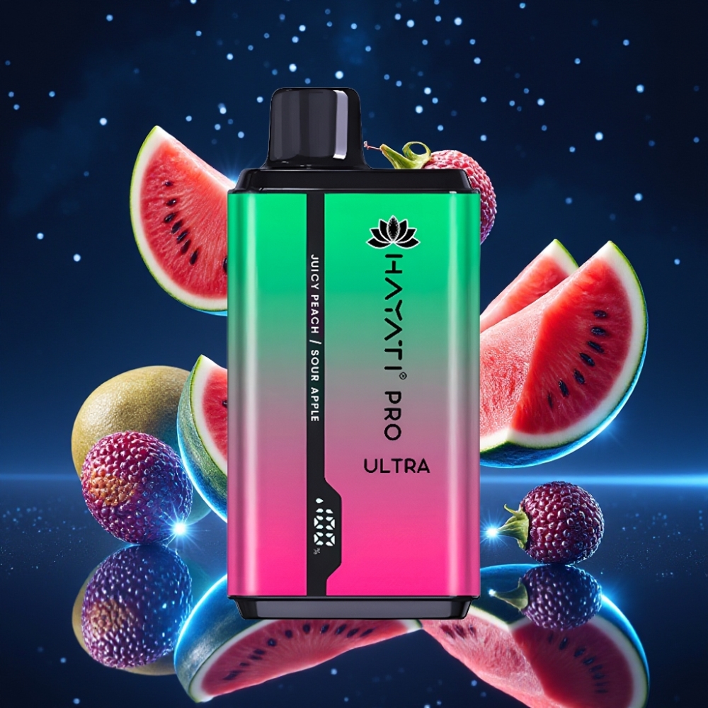 Hayati Pro Ultra 15000 Põhku Ühekordne Vape Vesimelon-Kiivi-Passioniliim 850mAh Akuga, 2×12ml Vedelikmahutiga, 2% Nikotiini, 49 Maitset