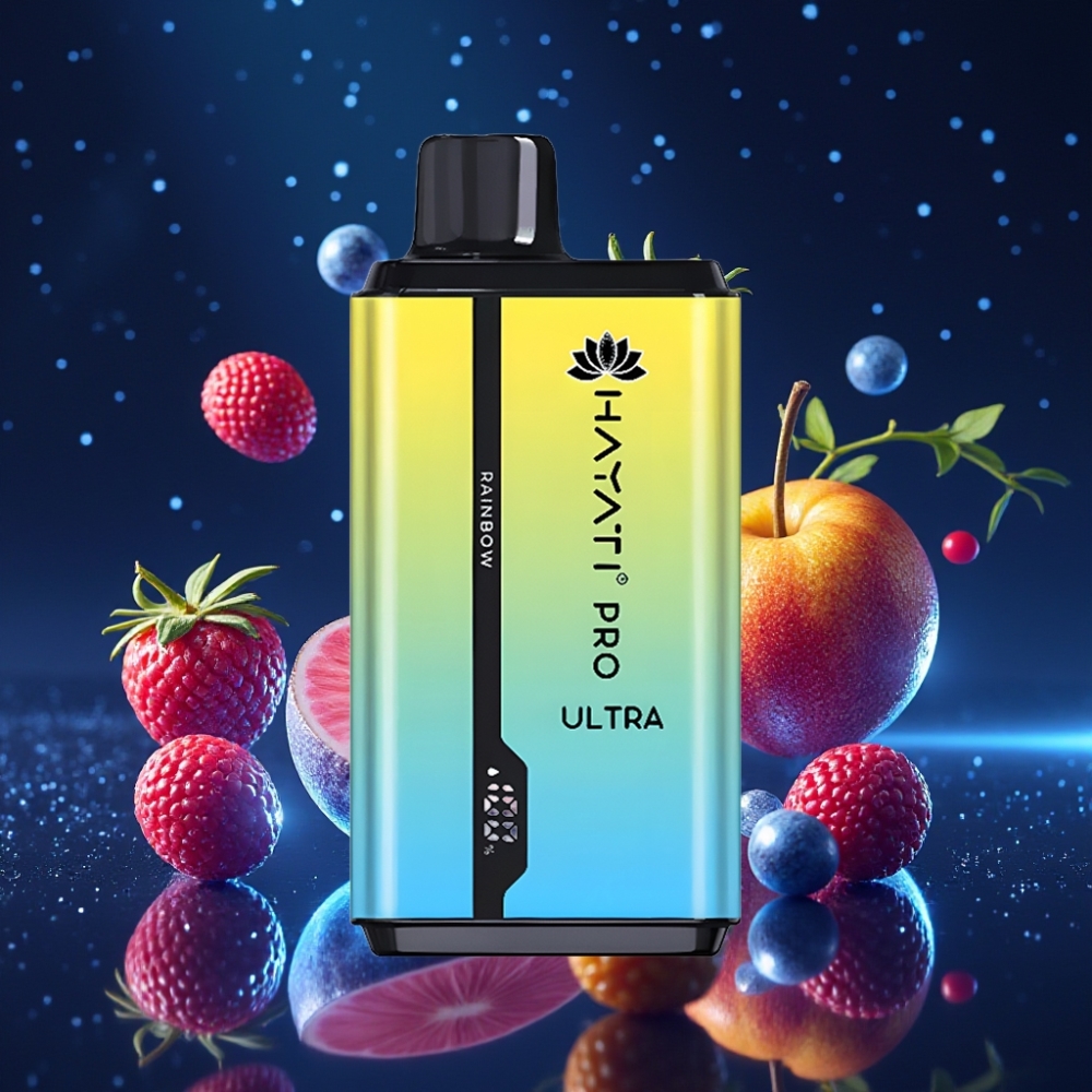 Hayati Pro Ultra 15000 Pihust Ühekordne Vape 850mAh aku, 2×12ml vedelikumaht, 2% nikotiini, 49 maitset – Vikerkaar