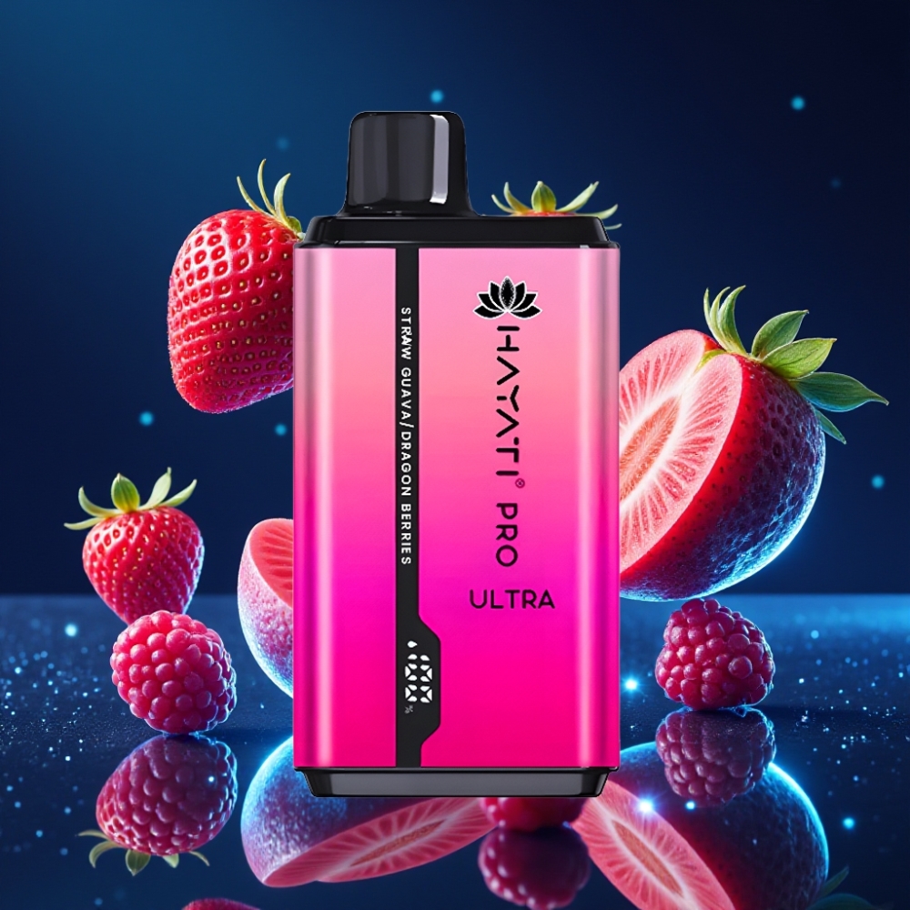 Hayati Pro Ultra 15000+ Puffs 24ml E-Liquid 2% Nicotine Maasika-Guava-Draakonmarjad Ühekordne Vape