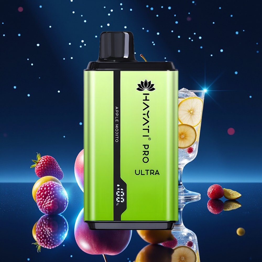 Hayati Pro Ultra 15000 Puffs (850mAh, 2×12ml, 2%) Õun Mojito Ühekordne Vape
