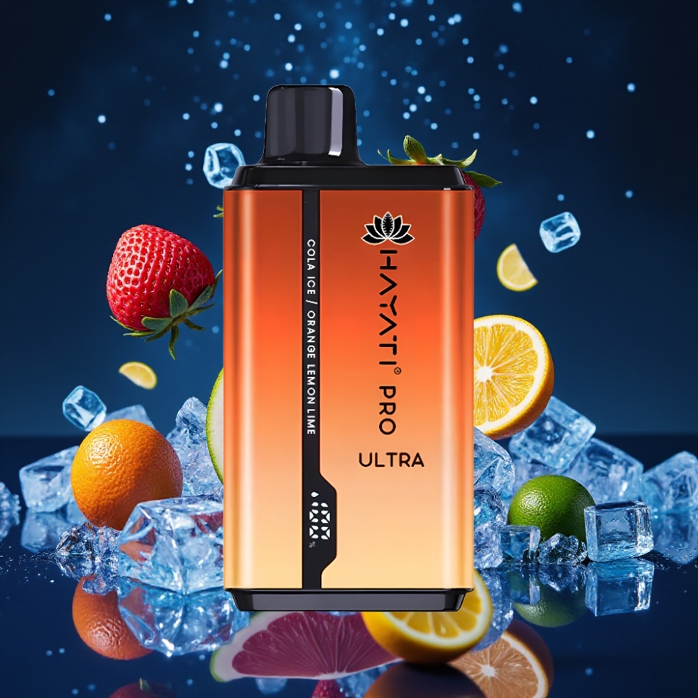 Hayati Pro Ultra 15000 Puffs Ühekordne Vape 850mAh 24ml 2% Nikotiin Koola-Jää Apelsin Sidrun & Laimi