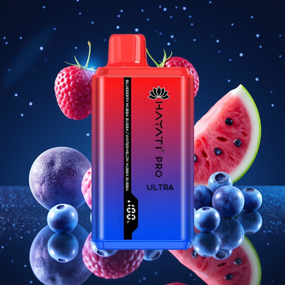 Hayati Pro Ultra 15000 Puffs Ühekordne Vape 850mAh 24ml 2% Sinise mustika ja arbuusi Hubba Bubba