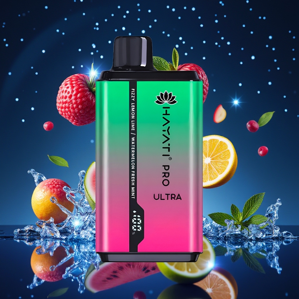Hayati Pro Ultra 15000 Puffs Ühekordne Vape 850mAh 2×12ml 2% Nikotiini Gaseeritud Sidrun & Laime-Arbuus Värske Münt