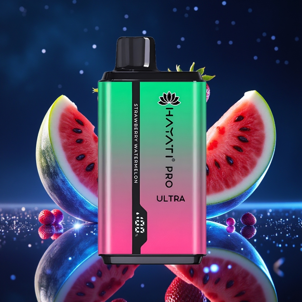 Hayati Pro Ultra 15000 Puffs Ühekordne Vape Maasikas-Arbuus (850mAh aku, 2×12ml vedelik, 2% nikotiini, 49 maitset)