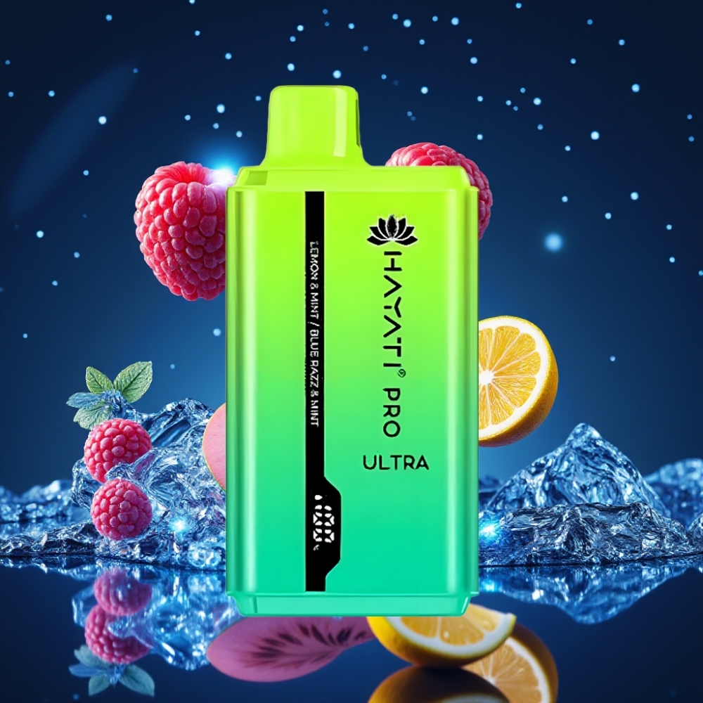 Hayati Pro Ultra 15000 Puffs Ühekordne Vape Sidrun & Münt Sinine Razz & Münt 850mAh 2×12ml 2% 49 Maited