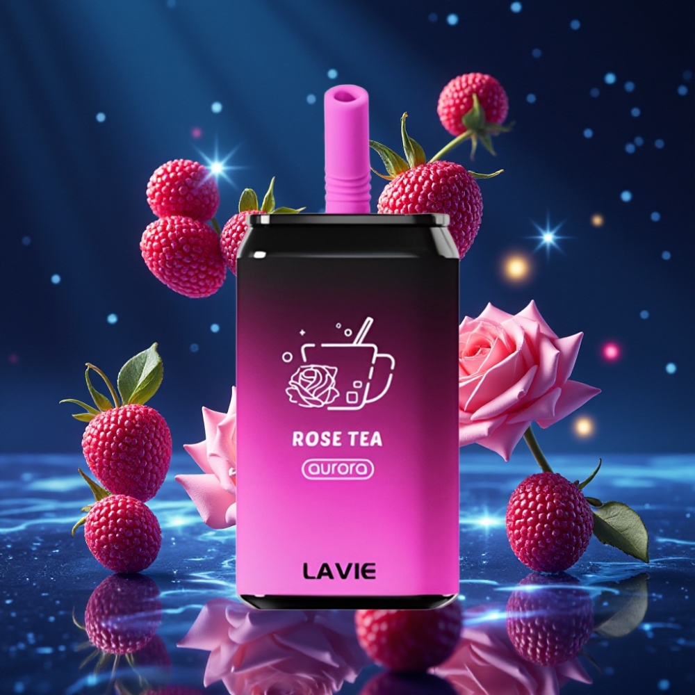 LAVIE Aurora 11000 Löökide Ühekordne Vape Rooside Tee | Kaal: 0,095 kg | Mõõtmed: 3,5 × 3,5 × 9 cm | Nikotiinisisaldus: 0%, 2%, 5% | Vedeliku maht: 22ML
