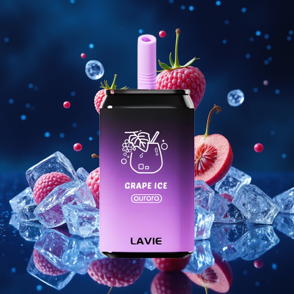 LAVIE Aurora 11000 Puffs Disposabelne Vape Viinamarja Jää 22ML, 650mAh, Type-C Laadimisega, Nikotiinisisaldus 0%/2%/5%