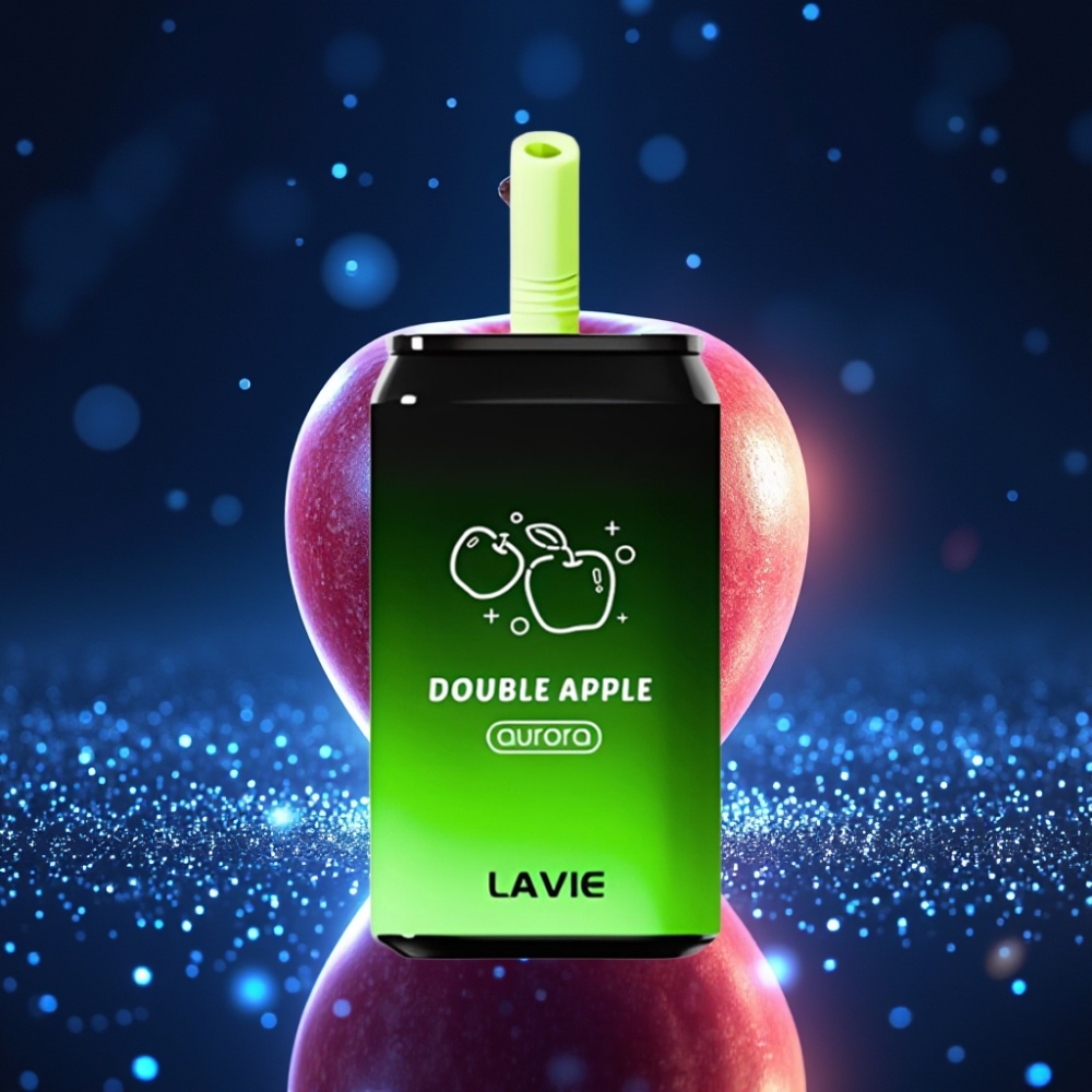LAVIE Aurora 11000 Puffs Ühekordne Vape Kahekordne Õun | 0%, 2%, 5% Nikotiini | 22ML E-vedelik | 650mAh Akuga | Type-C Laadimine | 0.095 kg | 3.5 × 3.5 × 9 cm