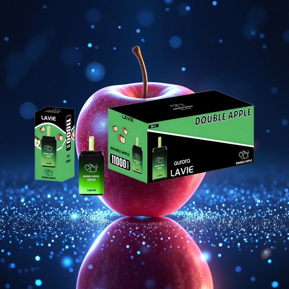 LAVIE Aurora 11000 Puffs Ühekordne Vape Kahekordne Õun | 0%, 2%, 5% Nikotiini | 22ML E-vedelik | 650mAh Akuga | Type-C Laadimine | 0.095 kg | 3.5 × 3.5 × 9 cm