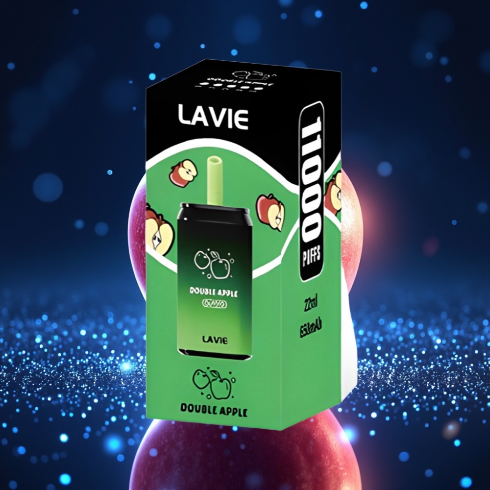LAVIE Aurora 11000 Puffs Ühekordne Vape Kahekordne Õun | 0%, 2%, 5% Nikotiini | 22ML E-vedelik | 650mAh Akuga | Type-C Laadimine | 0.095 kg | 3.5 × 3.5 × 9 cm