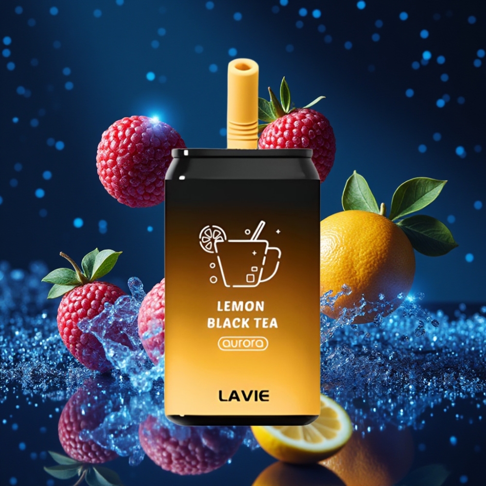 LAVIE Aurora 11000 Puffs Ühekordne Vape Sidruni Must Tee – 22ML, 650mAh, Type-C